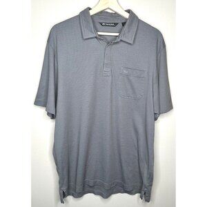 Travis Mathew Men Shirt Golf Polo Poly-Pima Cotton Short Sleeve Gray Striped L